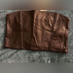 Black Leather Strapless corset Top